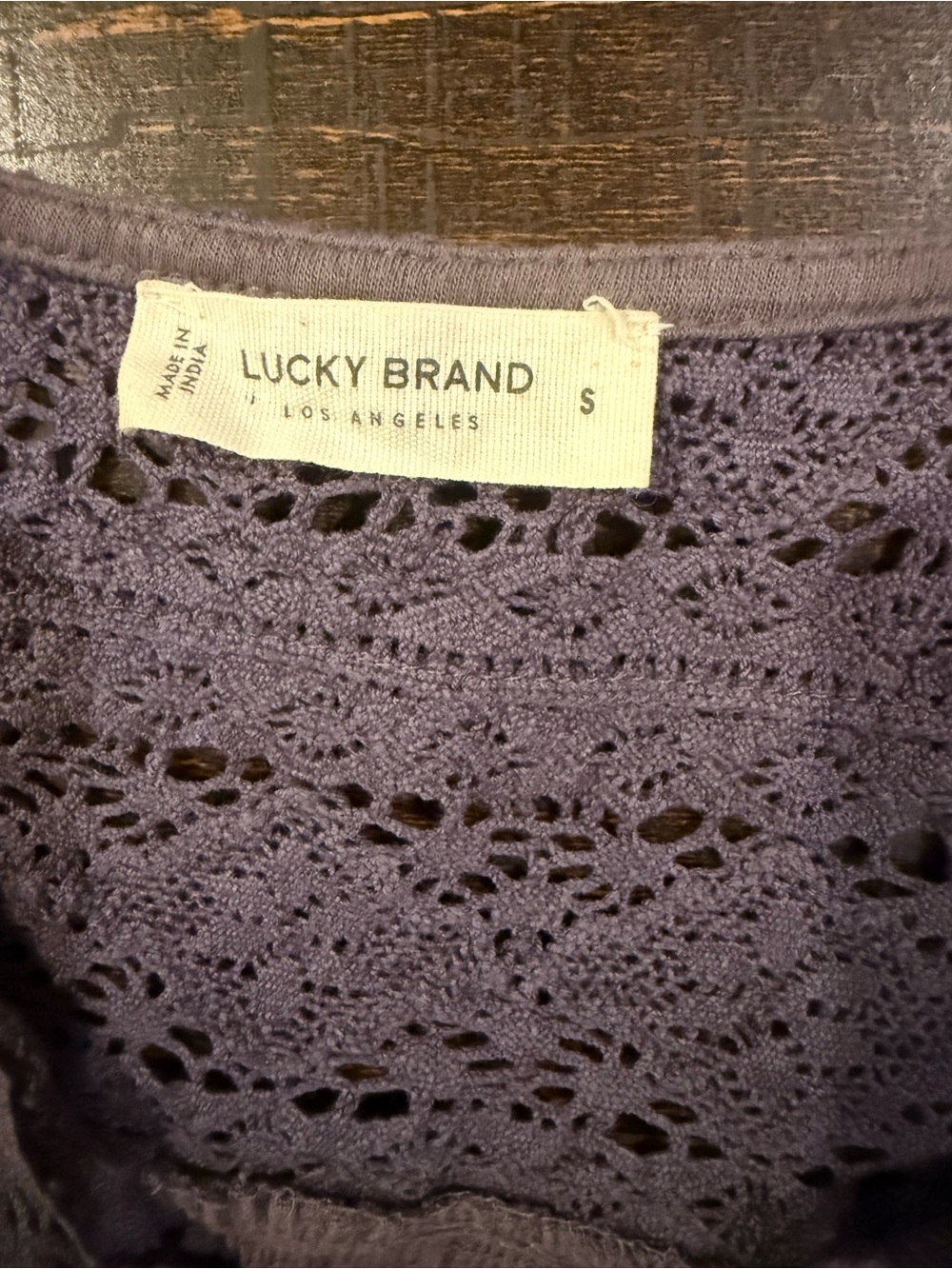 Lucky Brand Open Neck Lace Top Small Boho Gauze Button Front - Picture 3 of 12